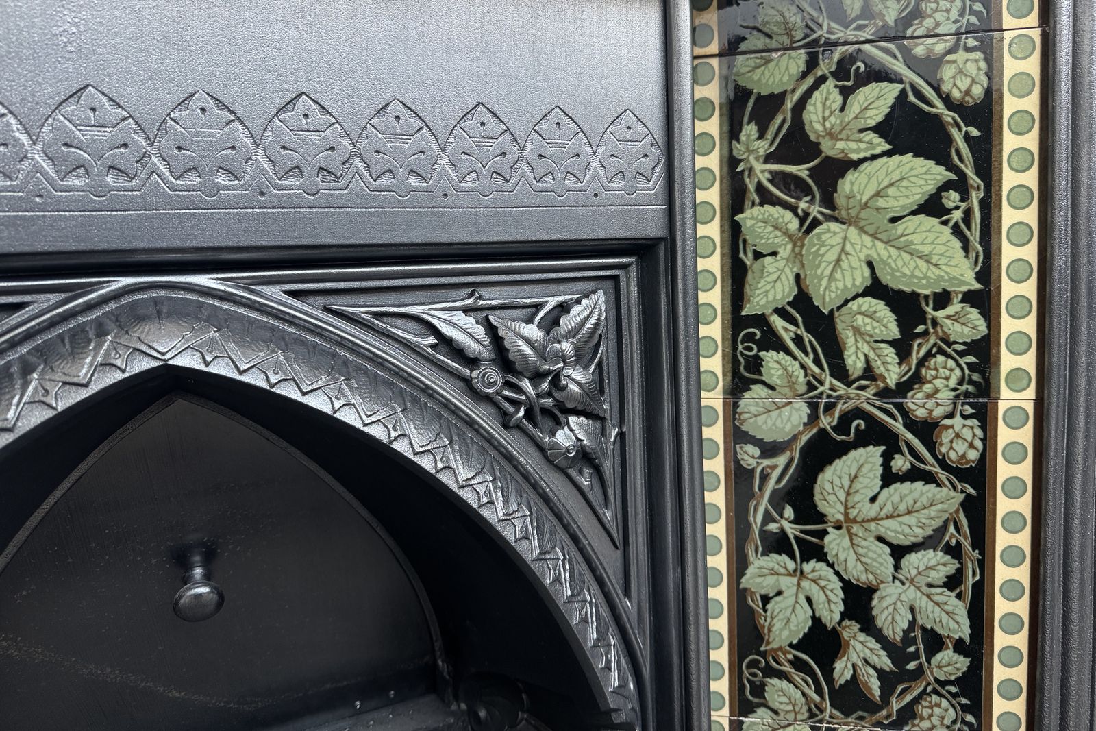 Large And Rare Victorian Gothic Fireplace Insert photo buy