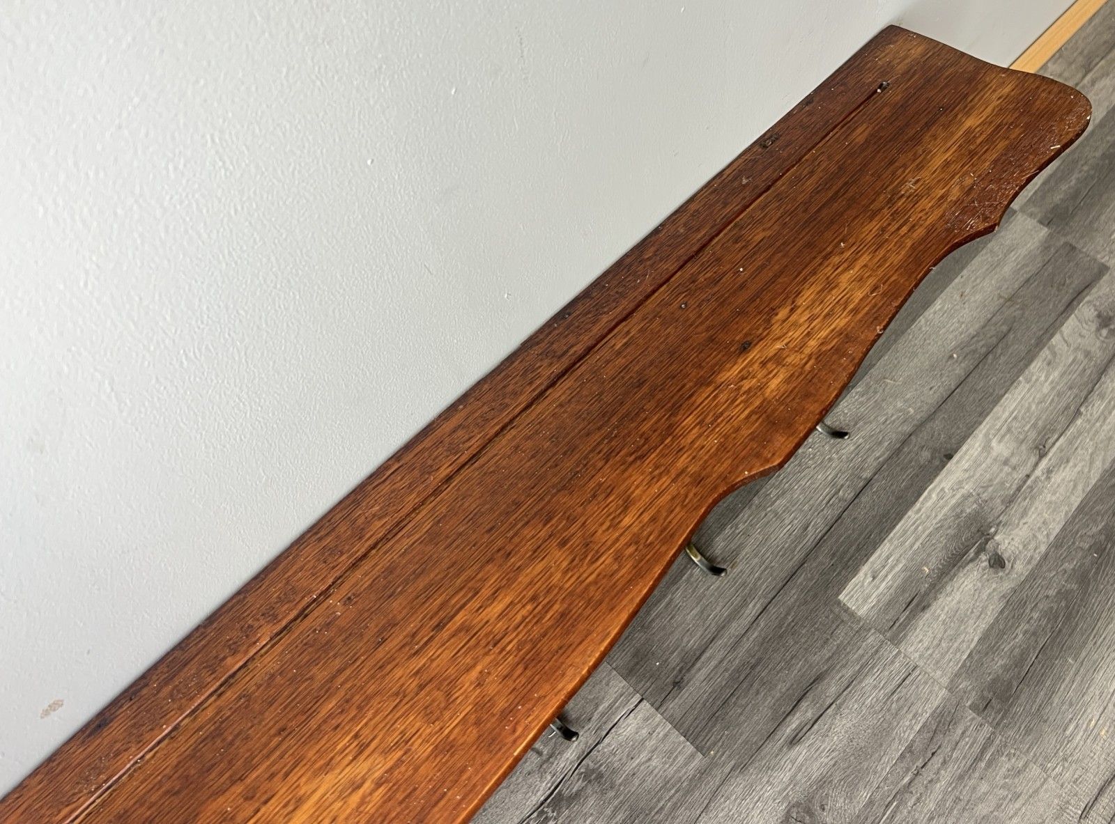 photo furniture French Vintage Coat Rack Oak 7 Hooks Wall Shelf Carved Coat Hanger Lot 4492