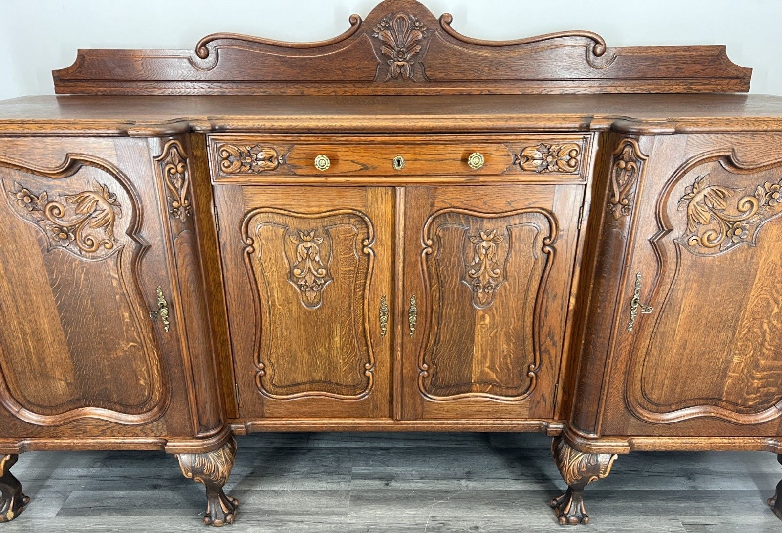 Sideboard Vintage French Buffet Oak Carved Cabinet Ornate Cupboard Lot 4510 photo for sale