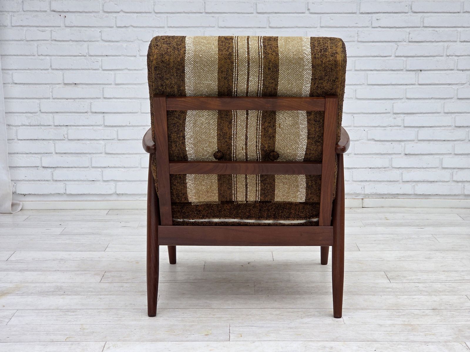 1970s, Danish Armchair, Teak Wood, Furniture Wool Fabric. photo furniture