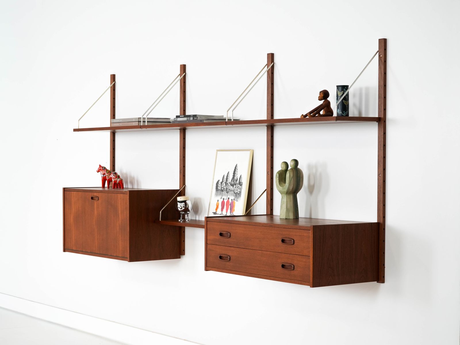 Teakhouten Wandmeubel, Deens Design, Jaren 1960, Vervaardigd In Denemarken photo for sale