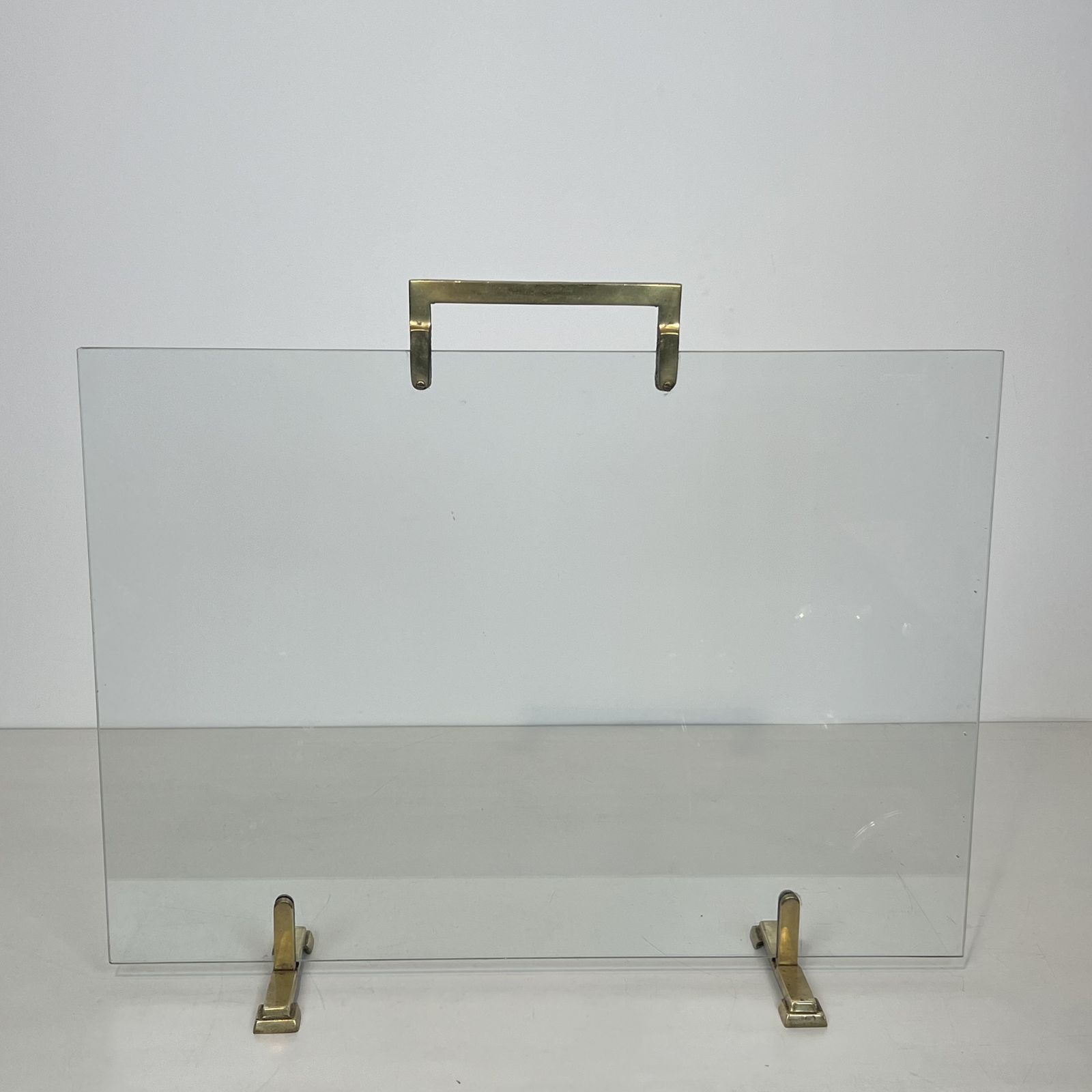 1050.0 Glass And Brass Fireguard, 1970s photo
