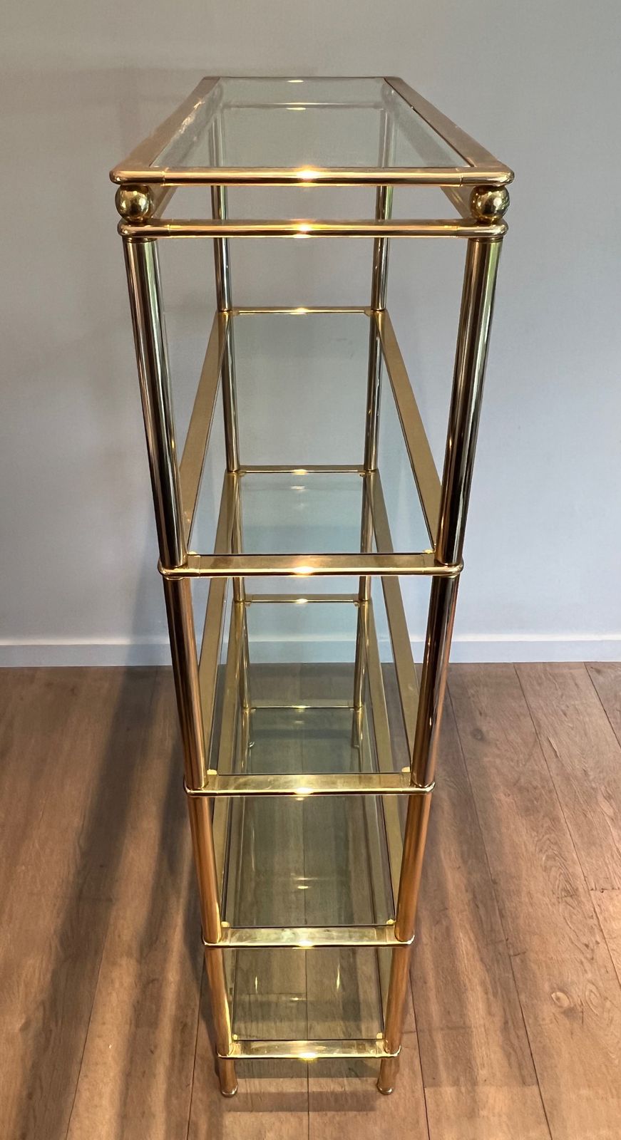 Gold Chrome Shelf With 5 Clear Glass Shelves photo buy