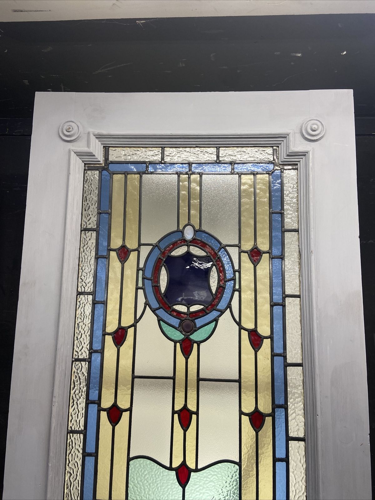 Rare Victorian Stained Glass Front Door Period Old Reclaimed Antique Lead Wood photo furniture