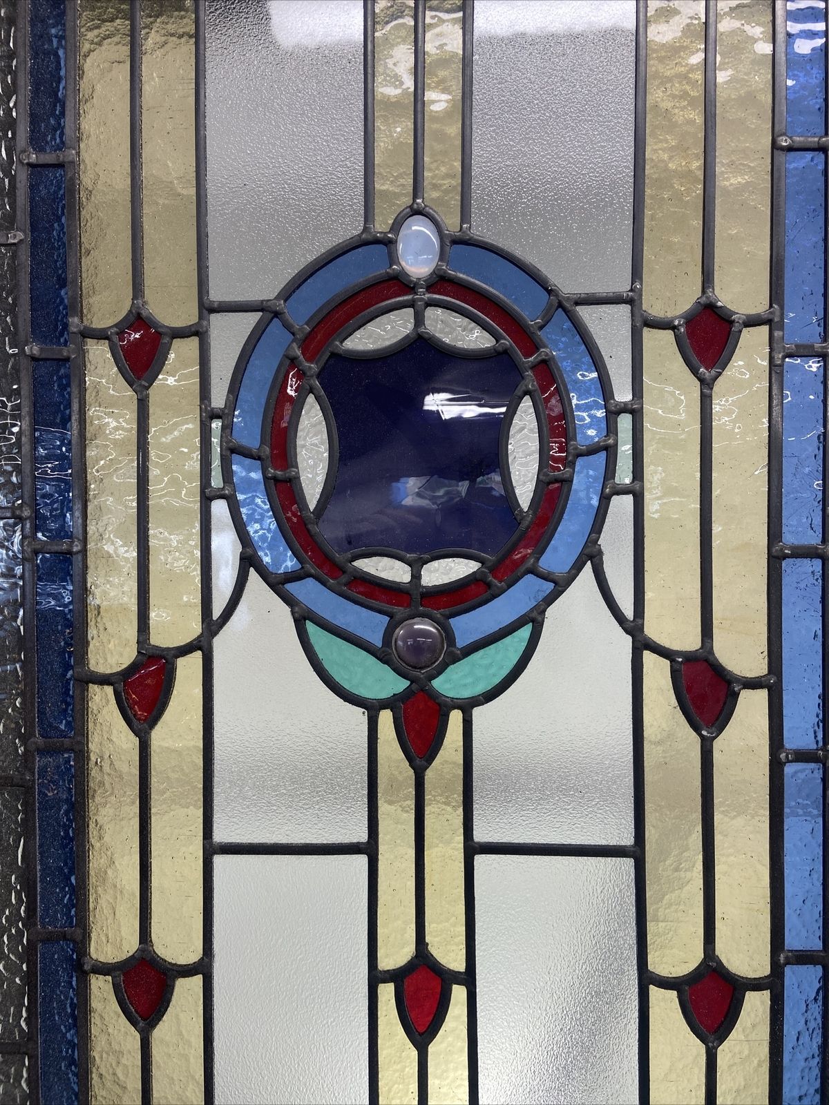 4307.0 Rare Victorian Stained Glass Front Door Period Old Reclaimed Antique Lead Wood photo