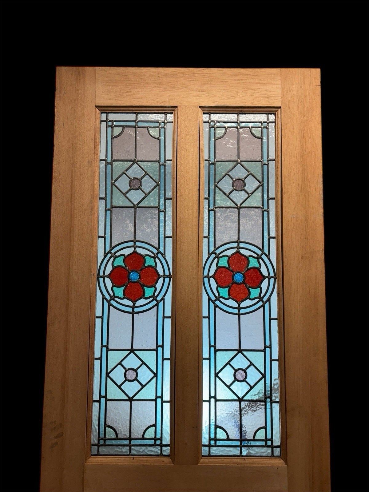Victorian Stained Glass Front Door Bespoke Made Hardwood Leaded Period Wood photo vintage