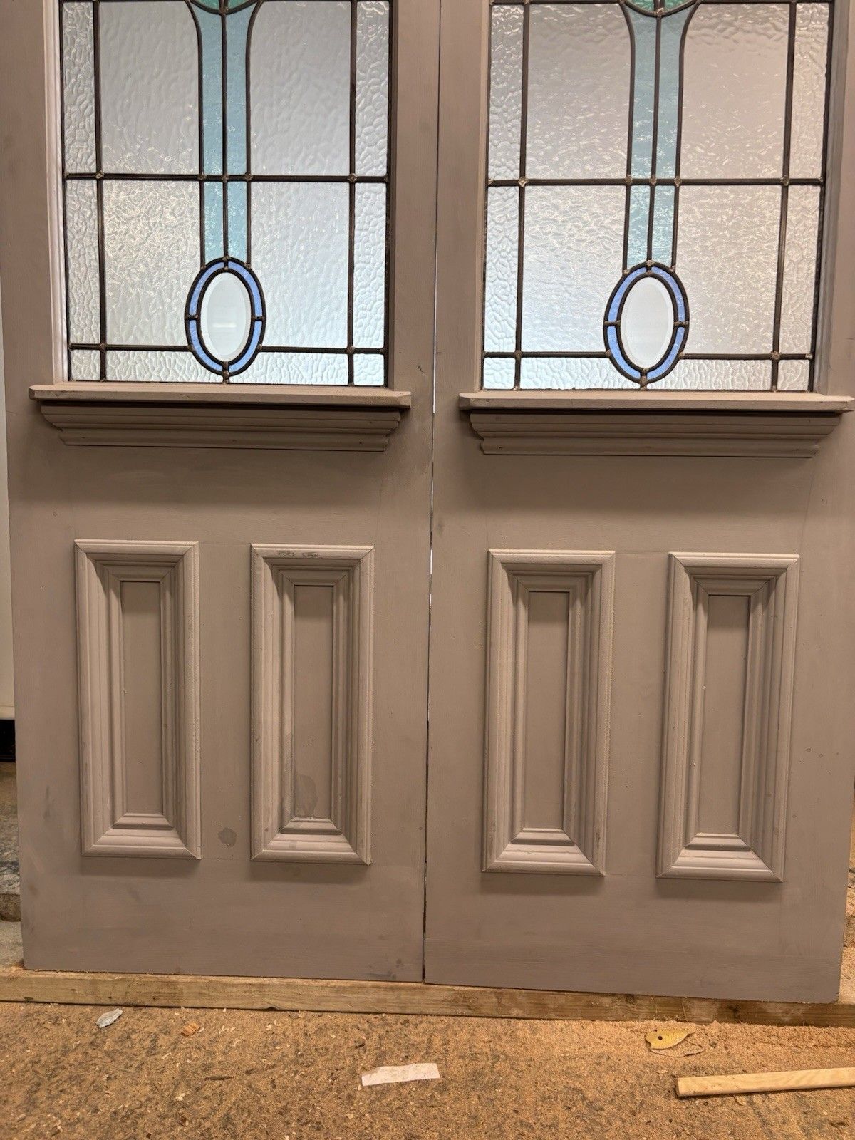 Victorian Stained Glass French Front Doors Reclaimed Period Old Antique Lead photo 3363.0
