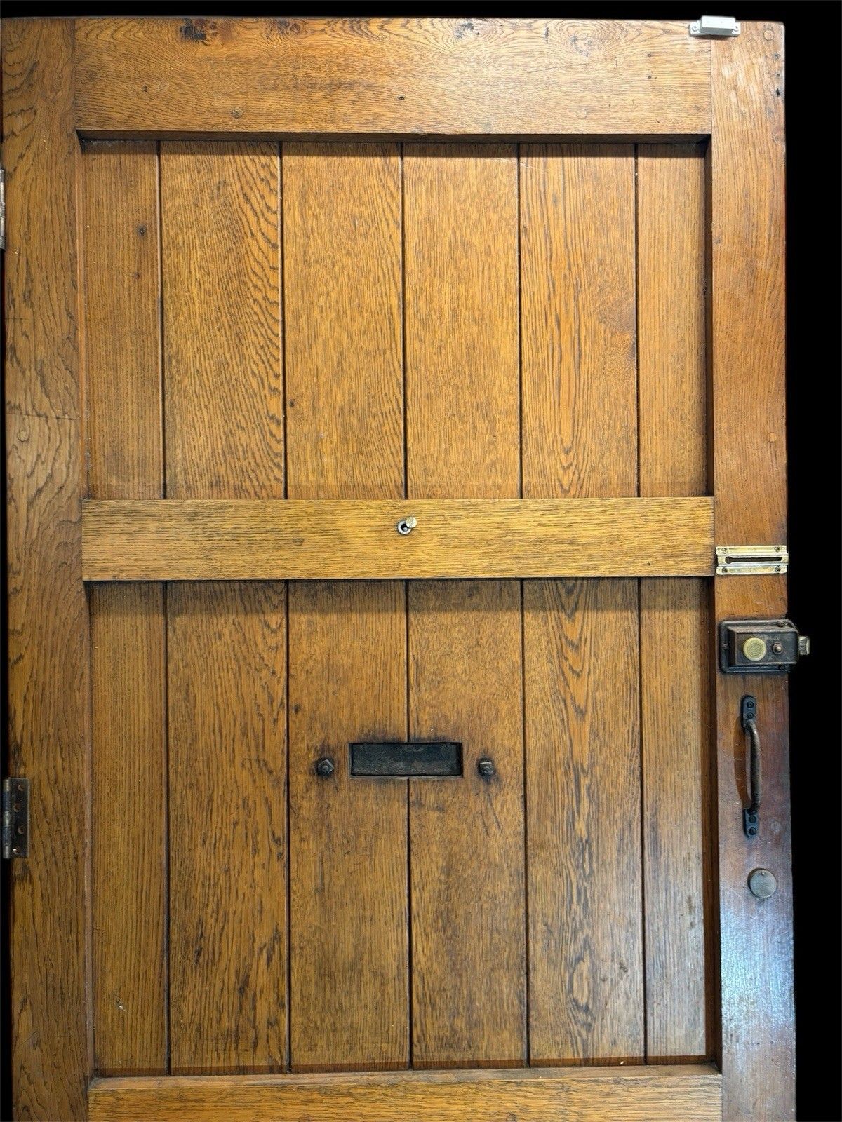 photo for sale Large Solid Oak Front Door Old Antique Period Reclaimed Wood Cast Iron Refurb