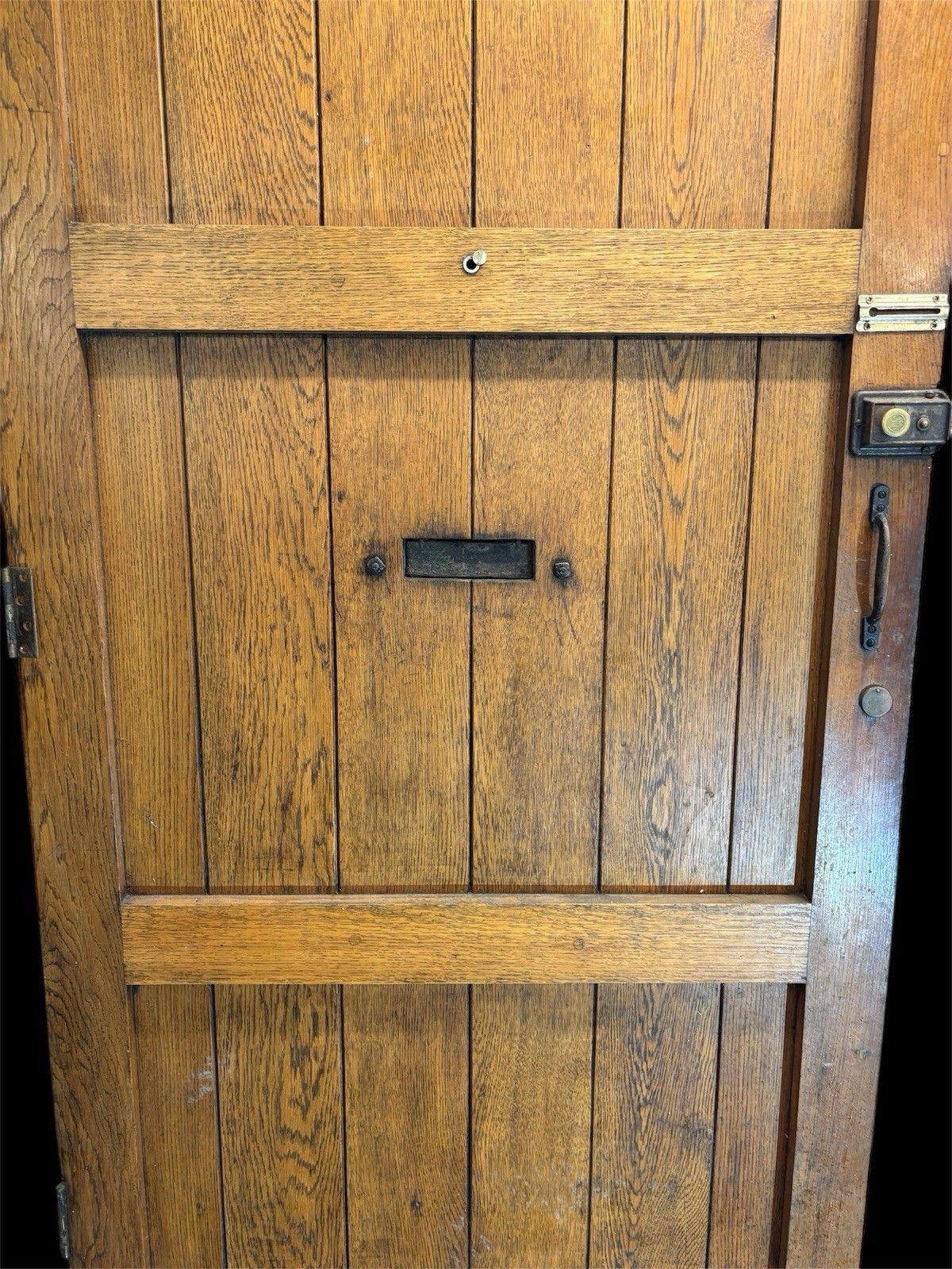 Home Fixtures Large Solid Oak Front Door Old Antique Period Reclaimed Wood Cast Iron Refurb photo
