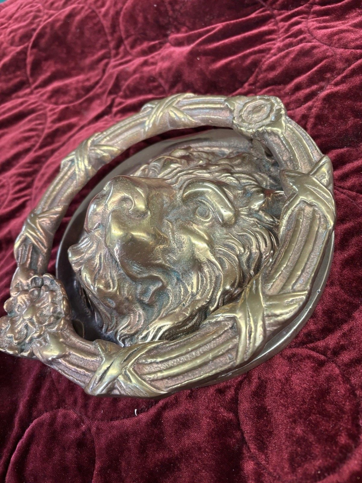Huge Antique Solid Brass Front Door Knocker Period Reclaimed Manor Cast Metal photo vinterior