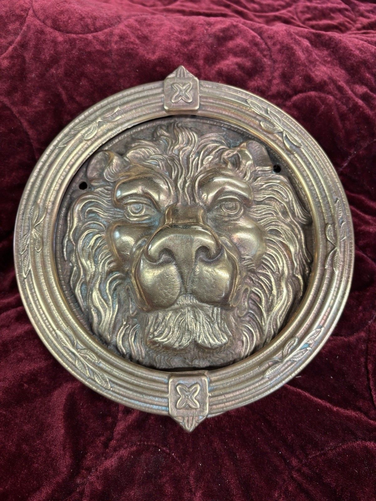 Huge Antique Solid Brass Front Door Knocker Period Reclaimed Manor Cast Metal
