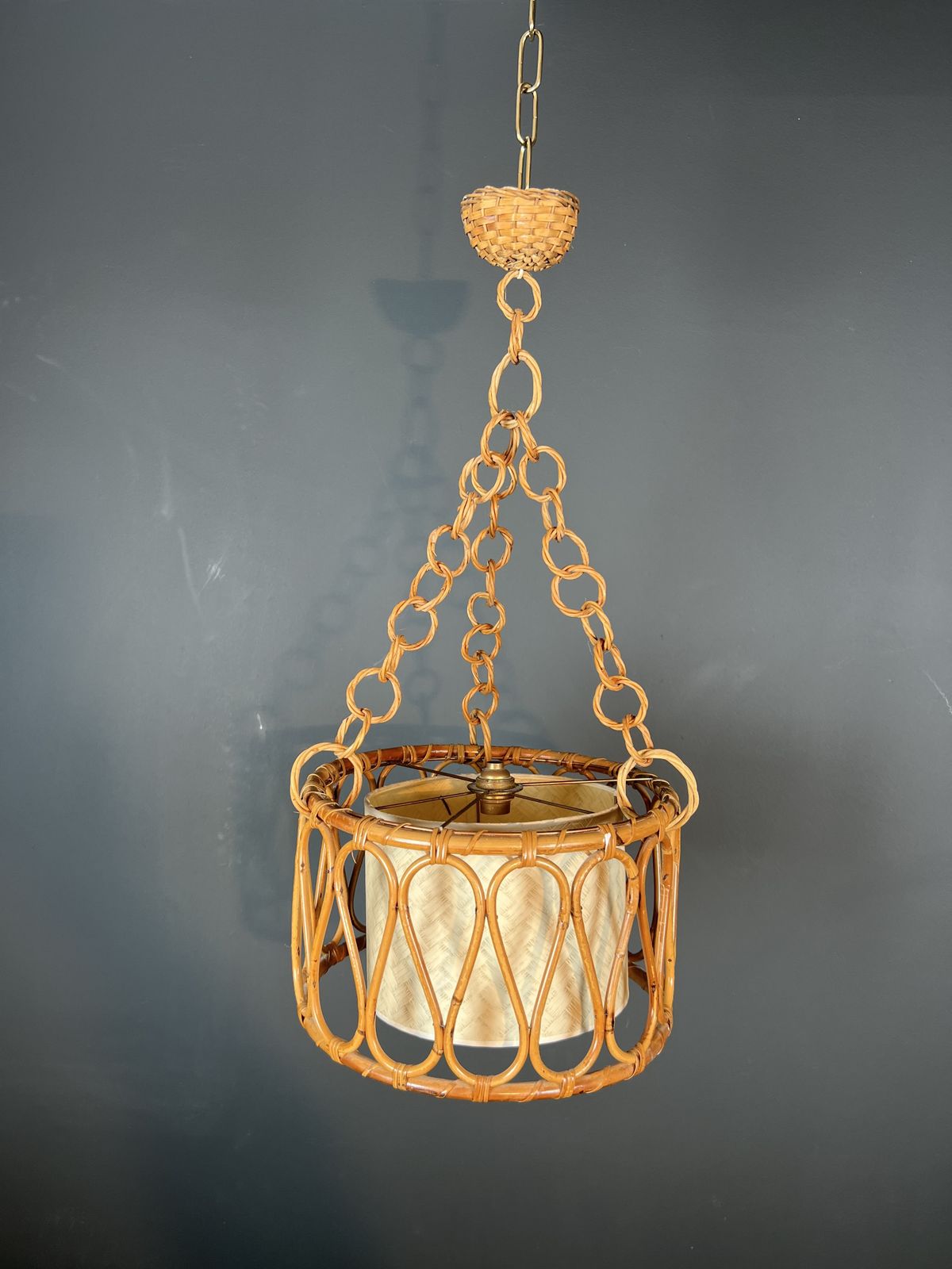 850.0 Small Rattan Chandelier In The Style Of Adrien Audoux And Frida Minet (Audoux Minet) photo