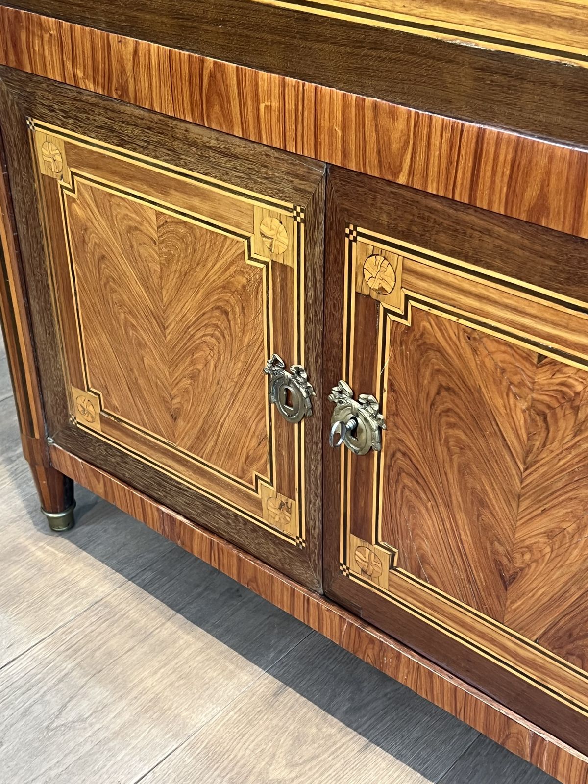 Furniture Louis XVI Style Drop Front Secretary Desk In Marquetry And Carrara Marble Top photo