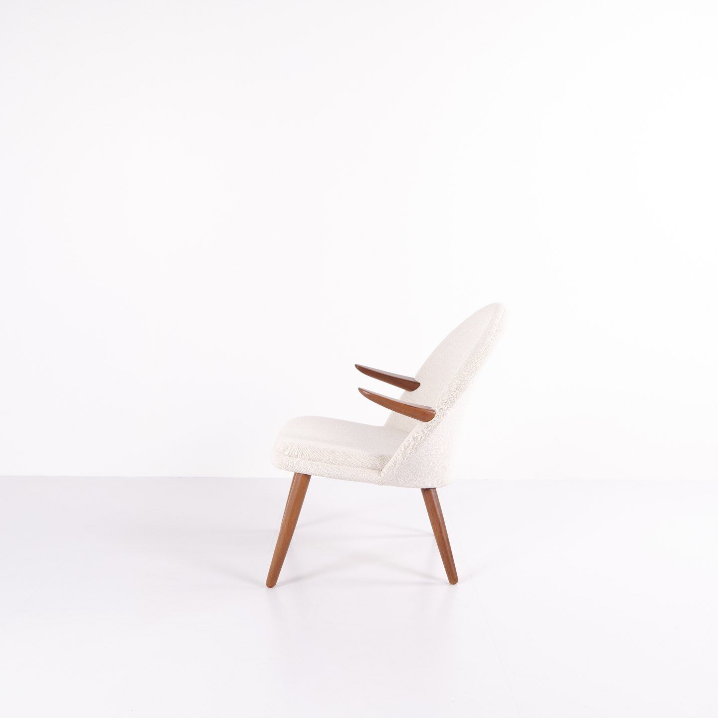 Armchair   Teak & Light Fabric   Kurt Olsen   Glostrup Furniture Factory   1960s photo for sale