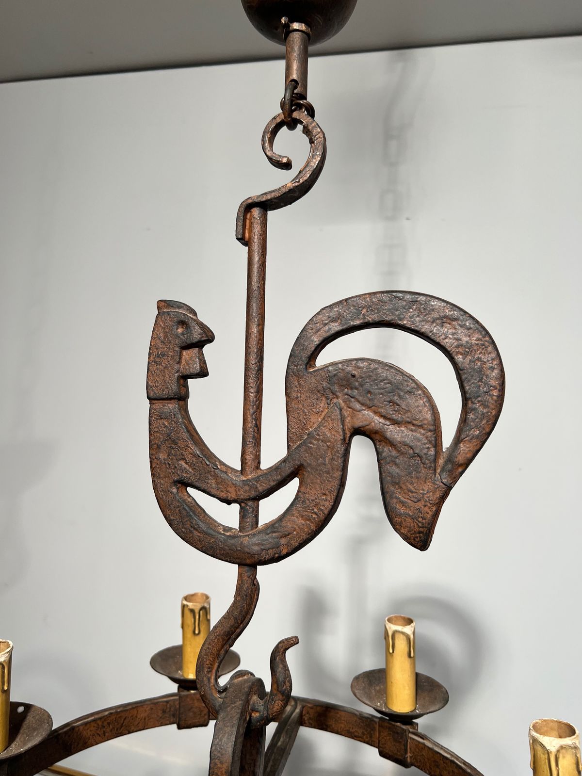 photo vintage Rooster Chandelier By Jean Touret For Atelier Marolles