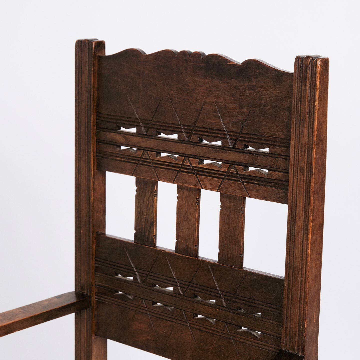 Antique Armchair   Oak   Striped Upholstery   1930s photo 453.0