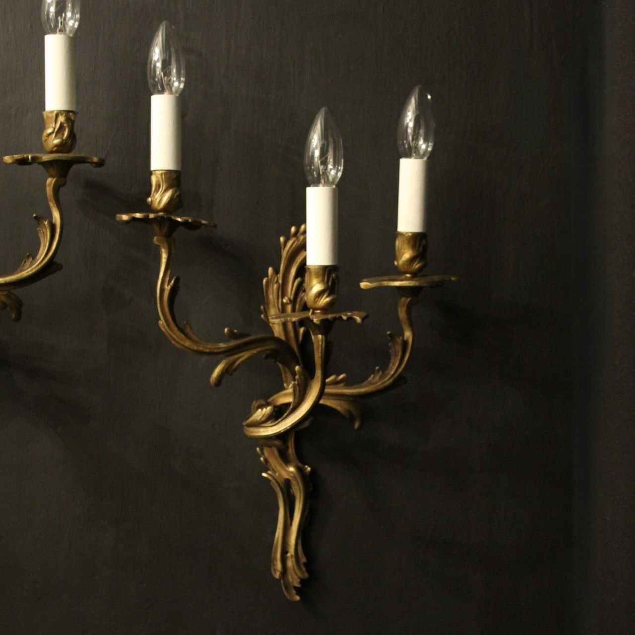 French Pair Of Bronze Antique Wall Sconces photo furniture