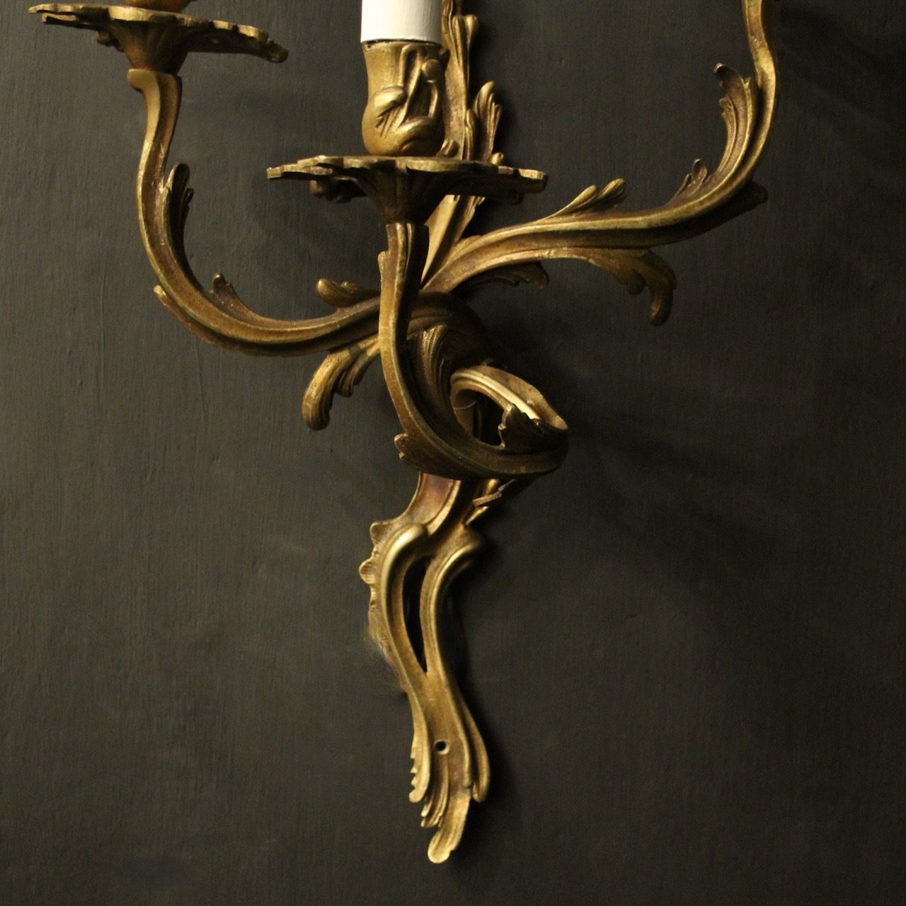 French Pair Of Bronze Antique Wall Sconces photo vinterior