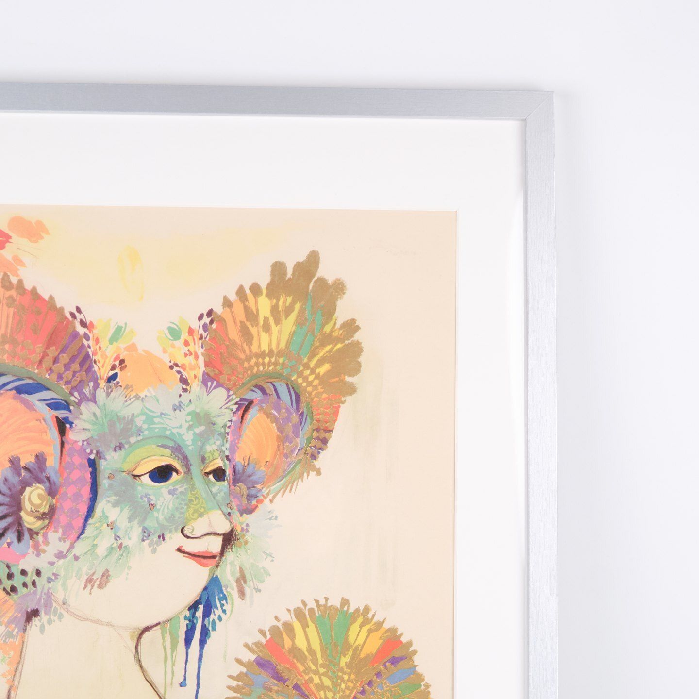 Serigraphic Poster By Bjørn Wiinblad   Motif Of Woman With Fan   Signed   1970s photo Art