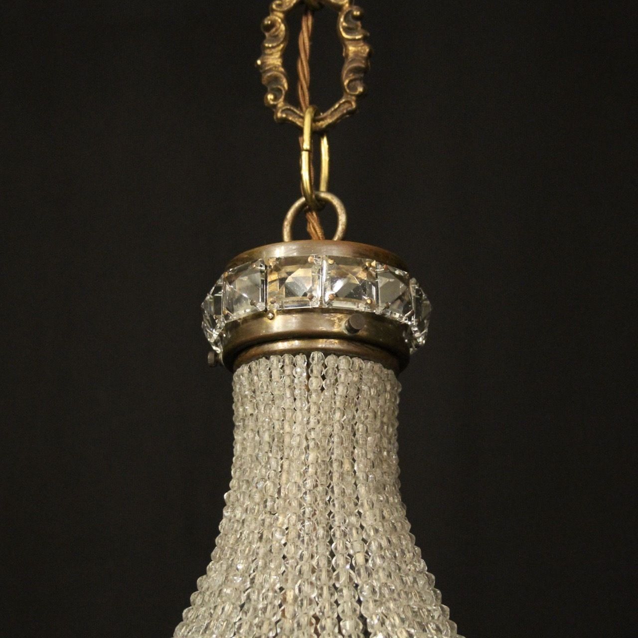 French Tent & Waterfall Single Light Chandelier photo vintage