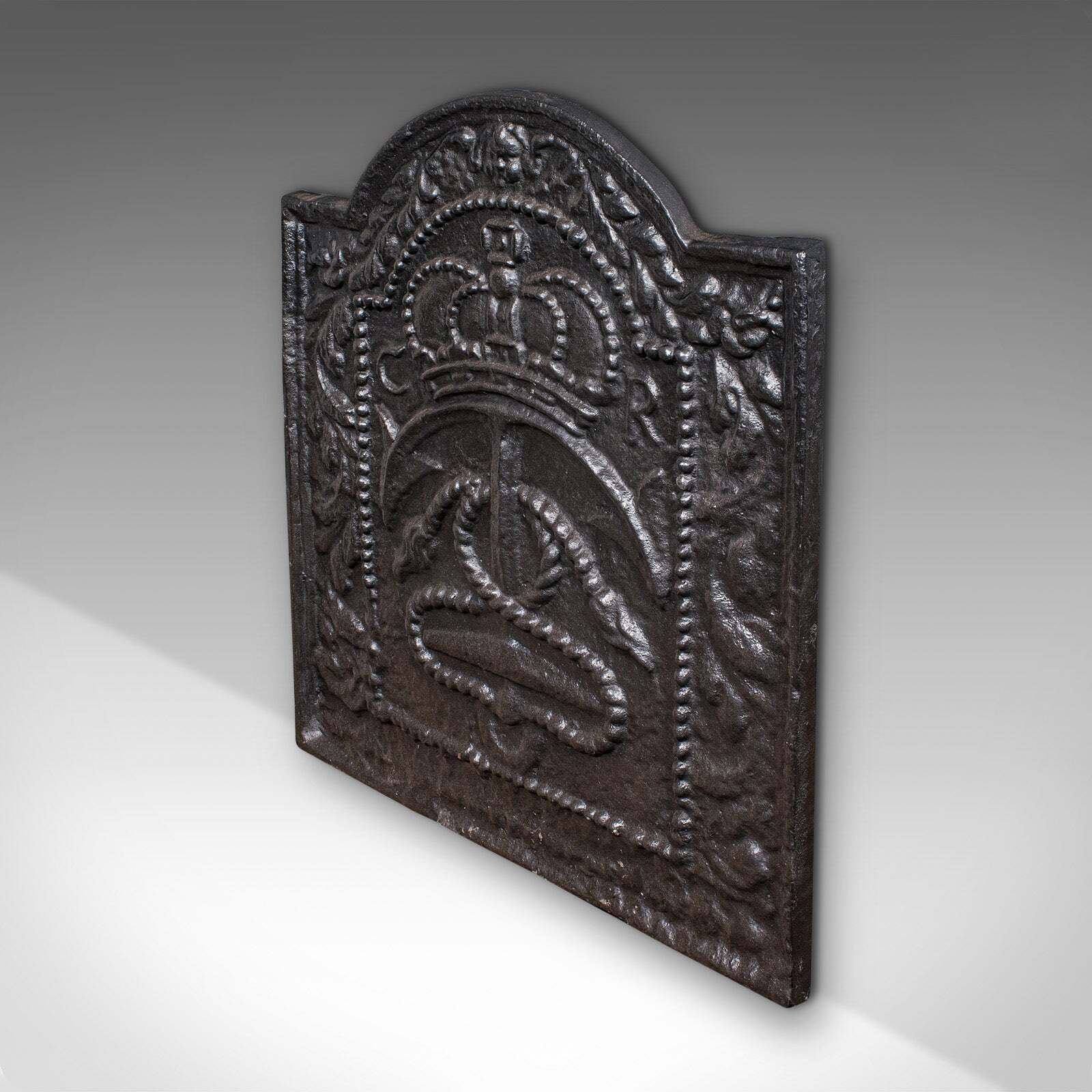 Antique Maritime Fire Back, English, Cast Iron Fireplace Reflector, Victorian photo for sale