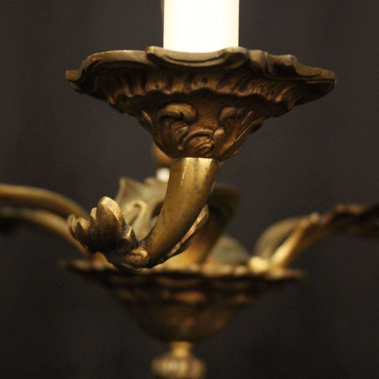 French Gilded Bronze 6 Light Antique Chandelier photo Lighting
