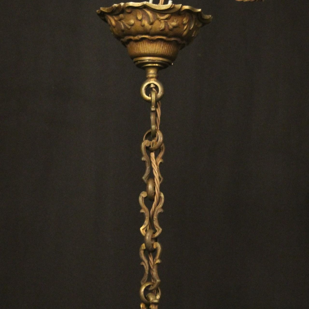 French Gilded Bronze 6 Light Antique Chandelier photo vintage