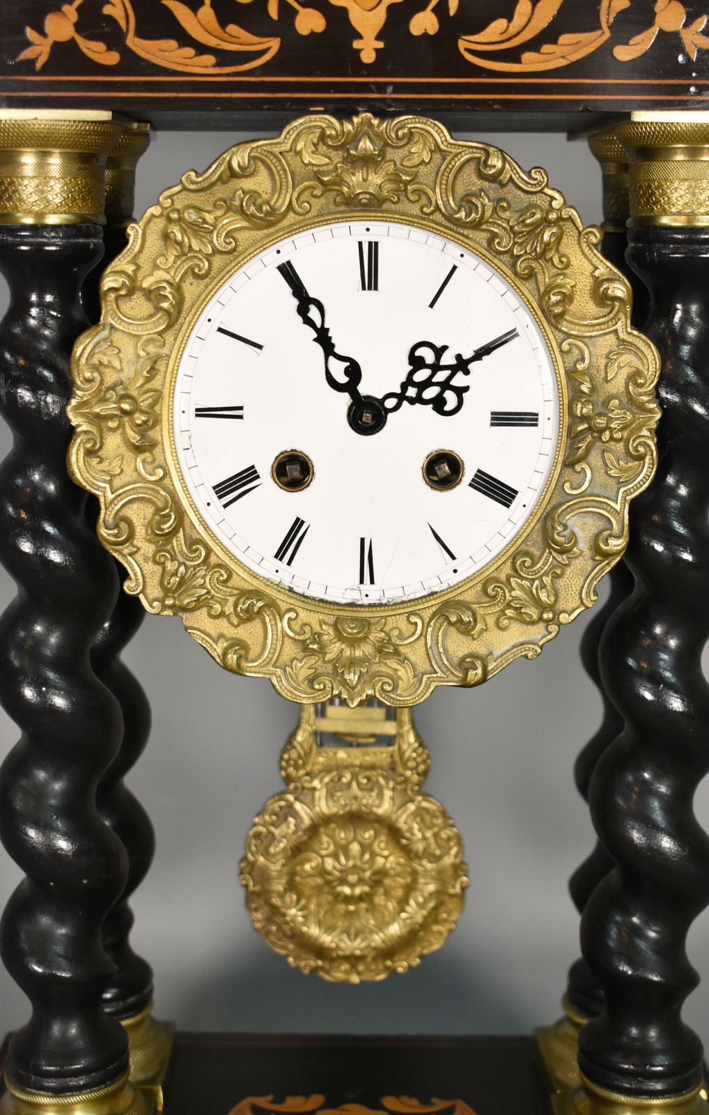 French Portico Barley Twist Clock Napoleon III photo vinterior