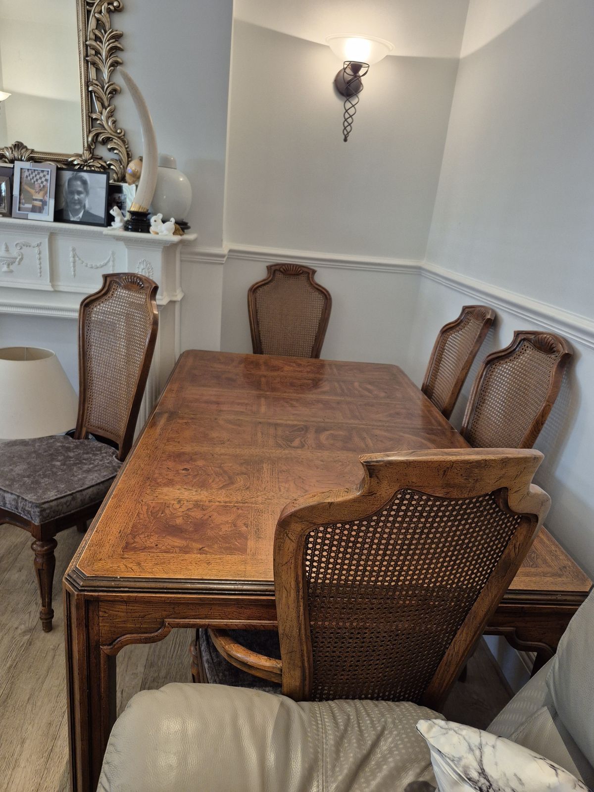 American Fruitwood Dining Table With 2 Carver / 4 Chairs. 2 Extended Leaves photo furniture