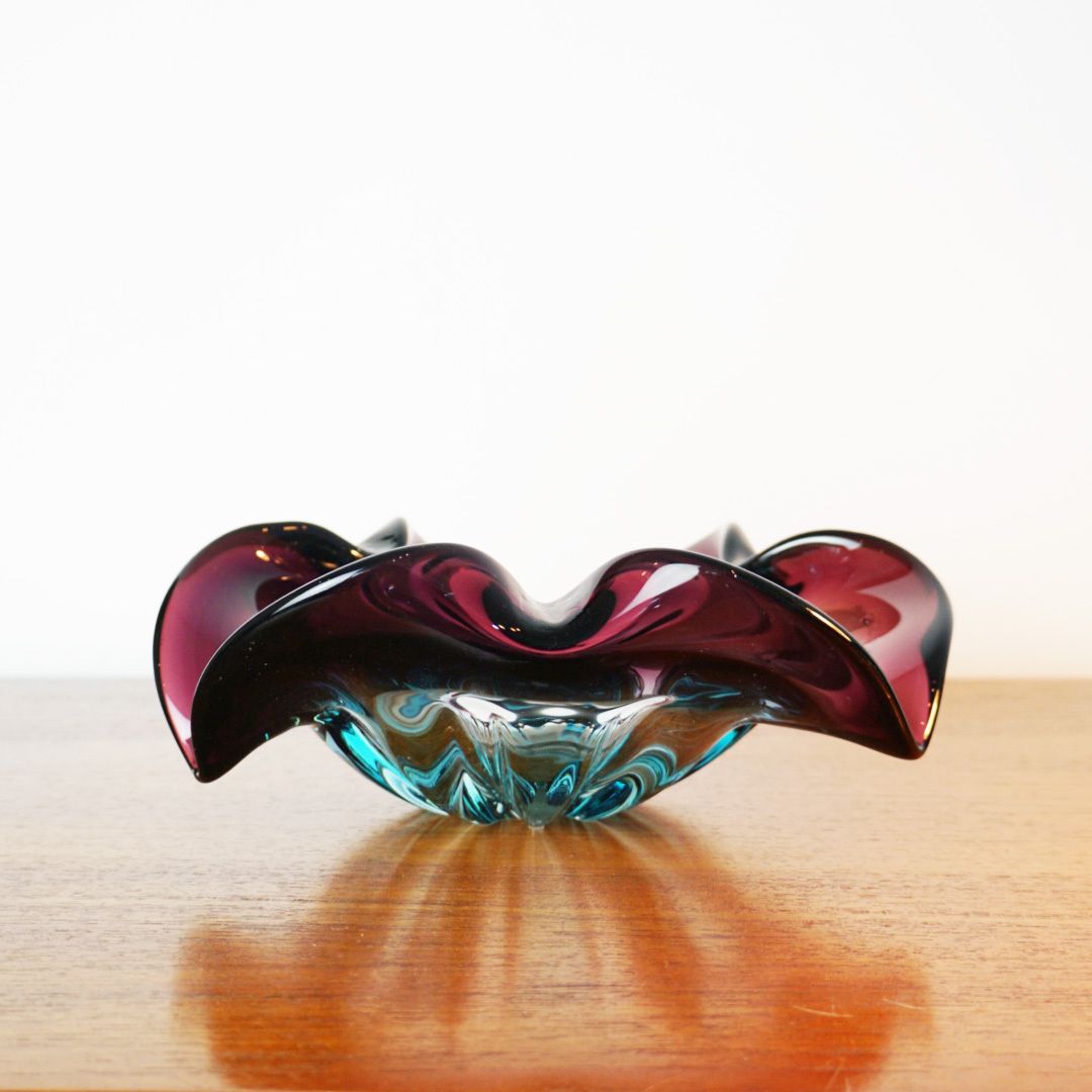 Deep Purple & Aqua Sommerso Glass Bowl By Josef Hospodka For Chribská (1970s) photo 105.0