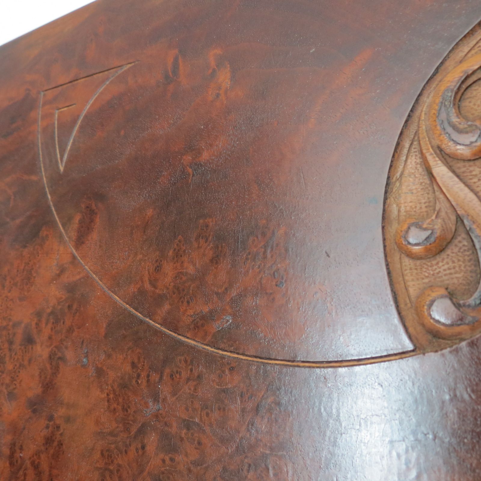 Art Nouveau Secessionist Carved Burr Walnut Wood Wall Hanging 1900 photo vintage