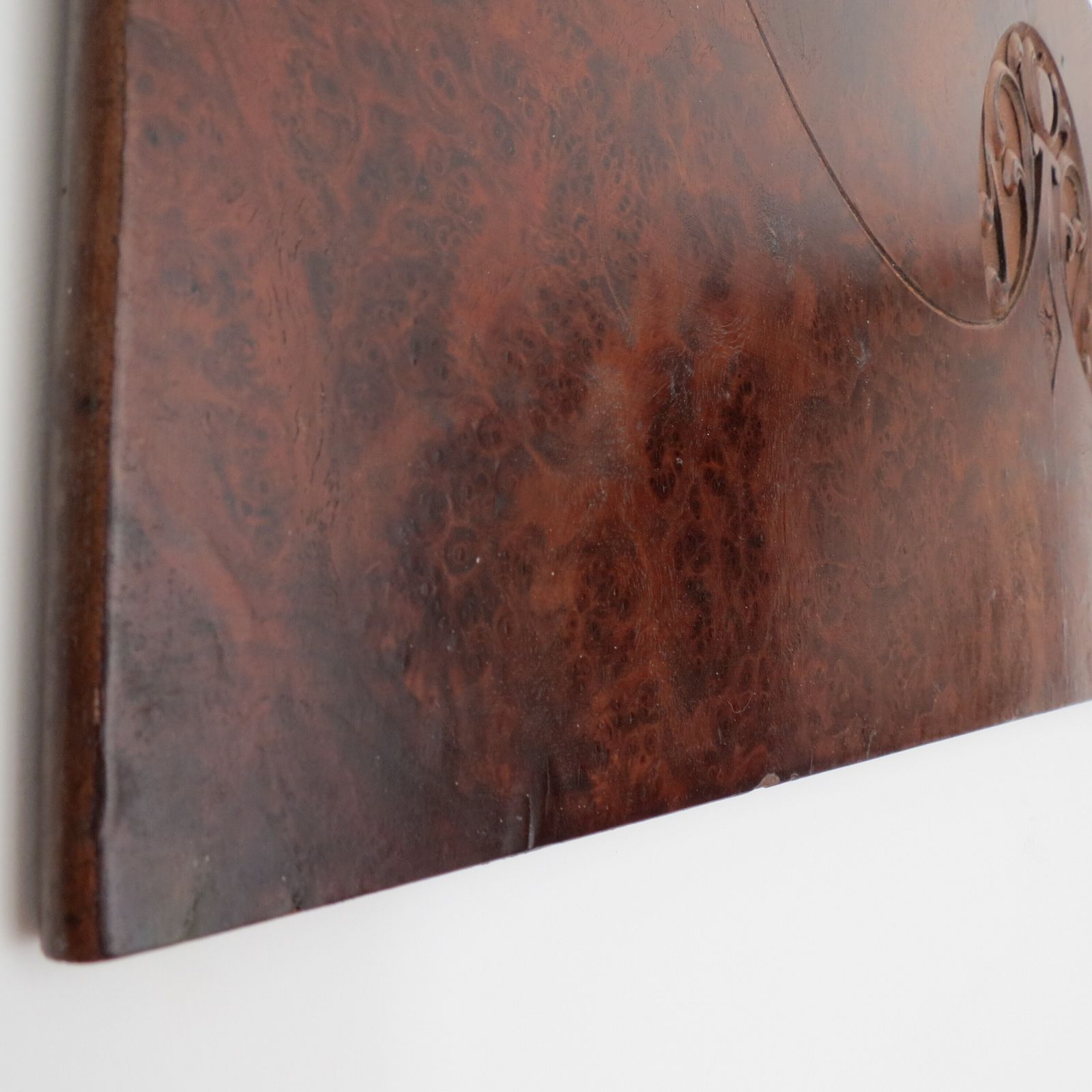 photo vintage Art Nouveau Secessionist Carved Burr Walnut Wood Wall Hanging 1900