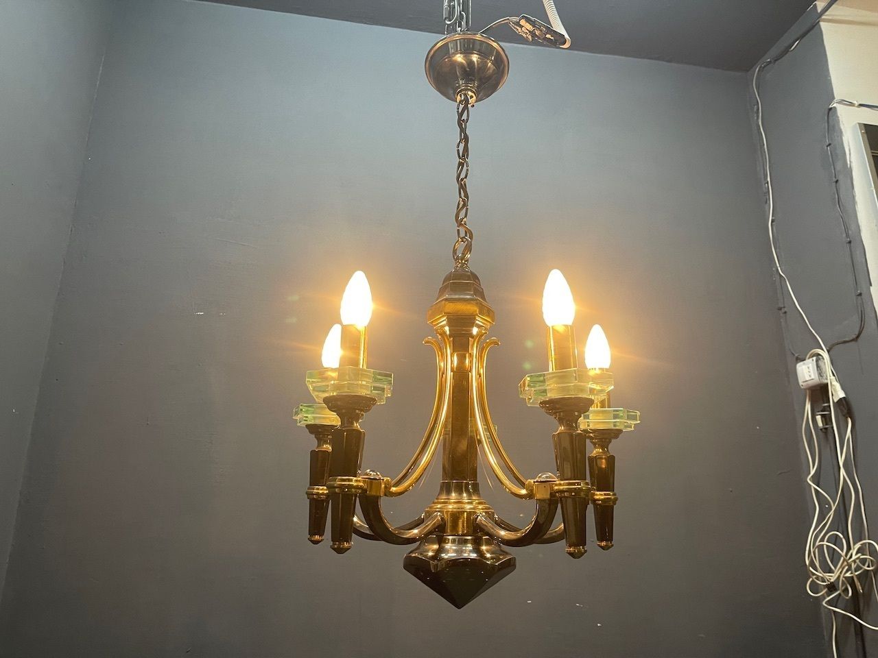Brass And Crystal Chandelier By Lampart Milano 1970’s photo 1100.0