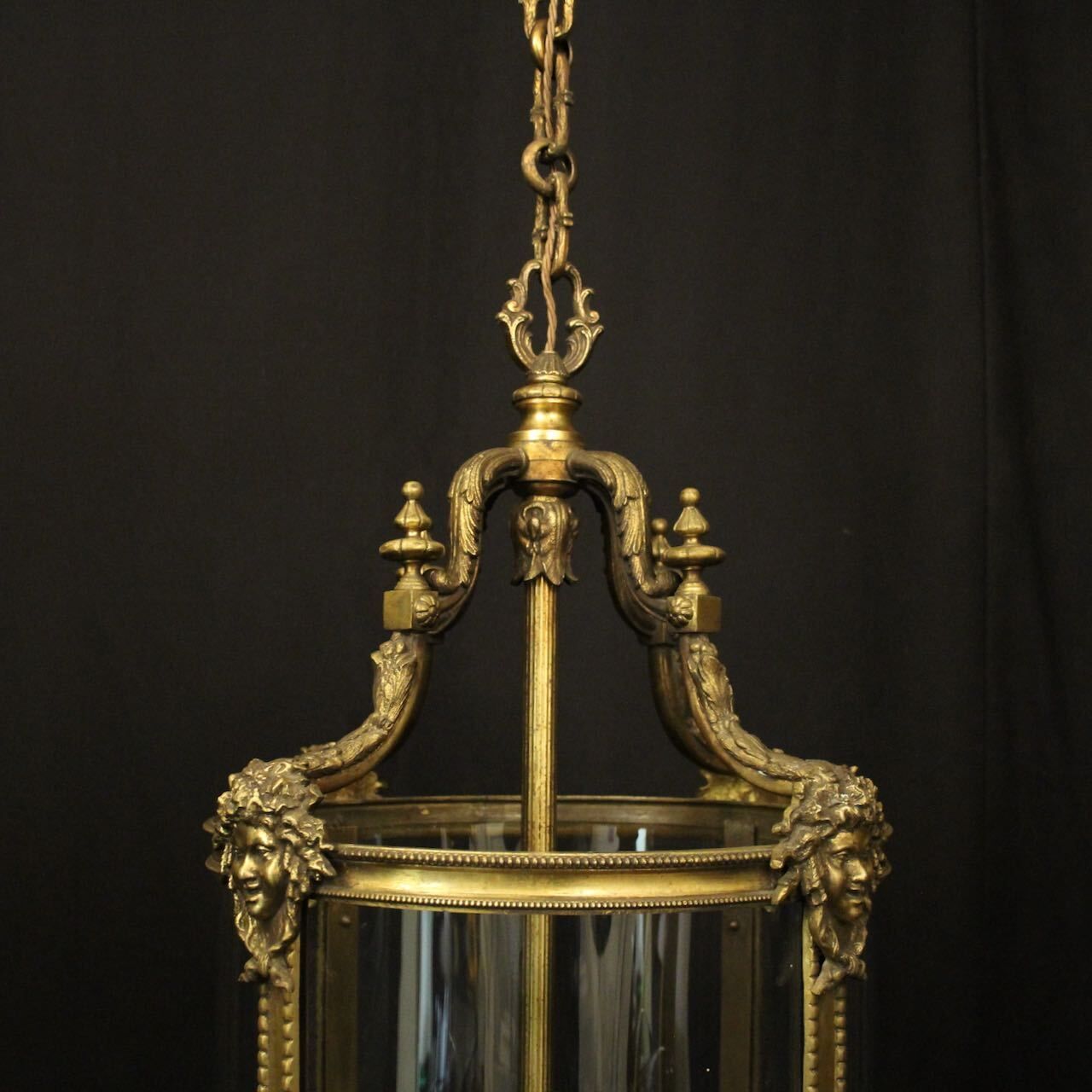 French Large Bronze Antique Hall Lantern photo vintage