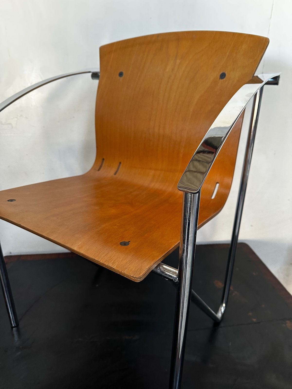 photo for sale 1990's Contemporary Beech Bentwood Chair With A Chrome Frame