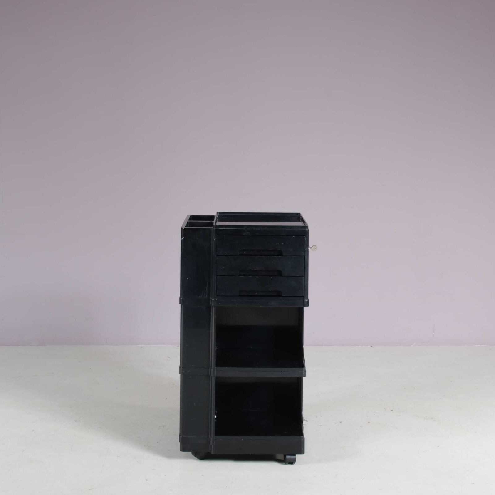 1970s Black Plastic Trolley By Giovanni Pelis For Stile Neolt, Italy