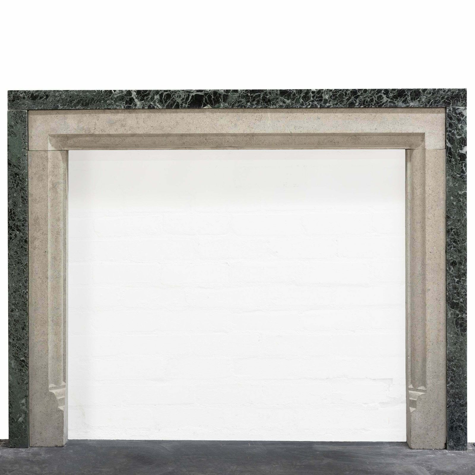Early 20th Century Portland Stone & Verdi Marble Fireplace Surround