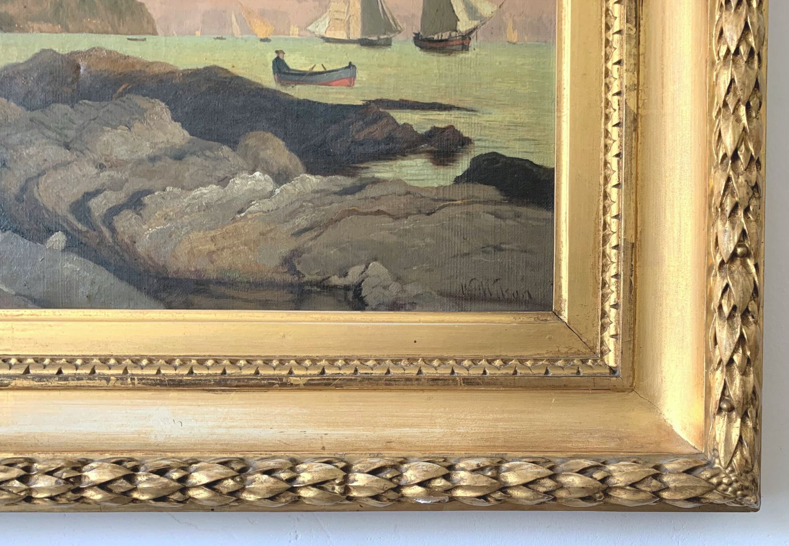photo furniture Coastal Scene Original Signed Antique Oil On Canvas  William Heath Wilson