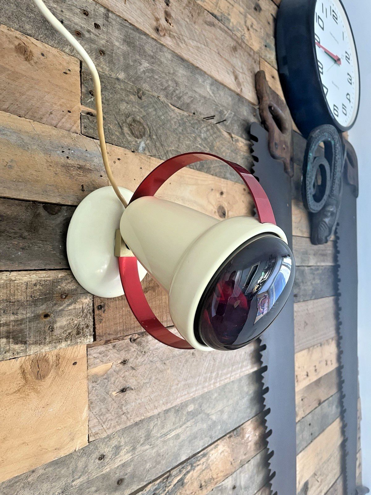 Space Age 50's Philips Red Saturn Circle Designer Heat Desk Wall Lamp C Perriand photo furniture