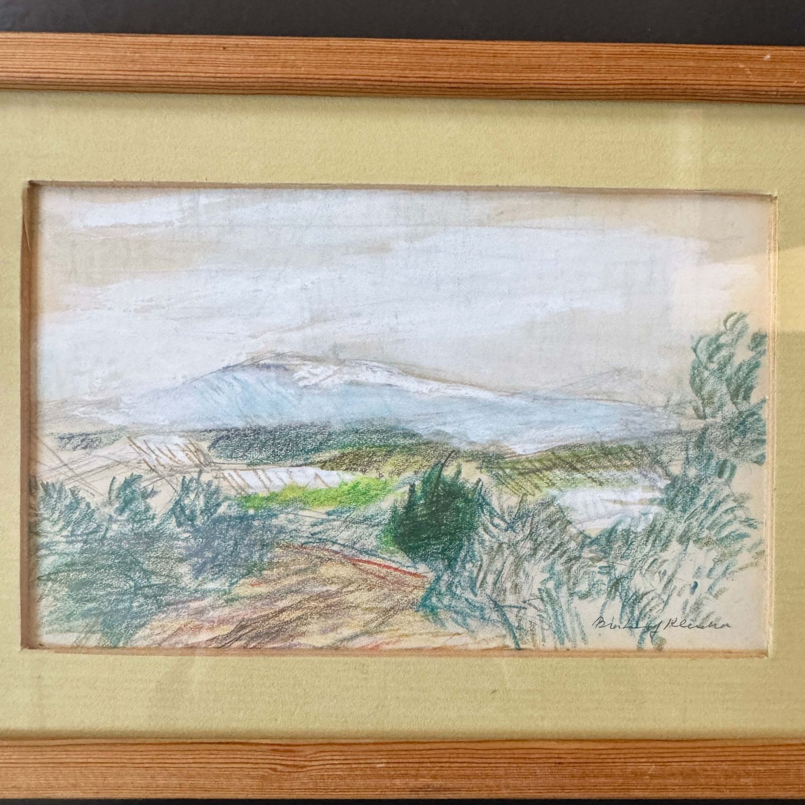 French Hillside Morning. Vintage Crayon Drawing By Brita Af Klercker. photo furniture
