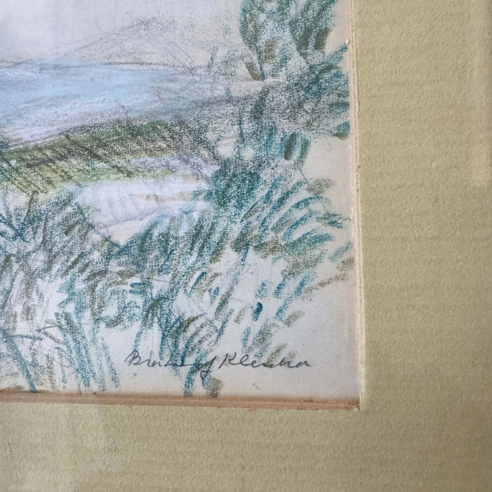 French Hillside Morning. Vintage Crayon Drawing By Brita Af Klercker. photo for sale