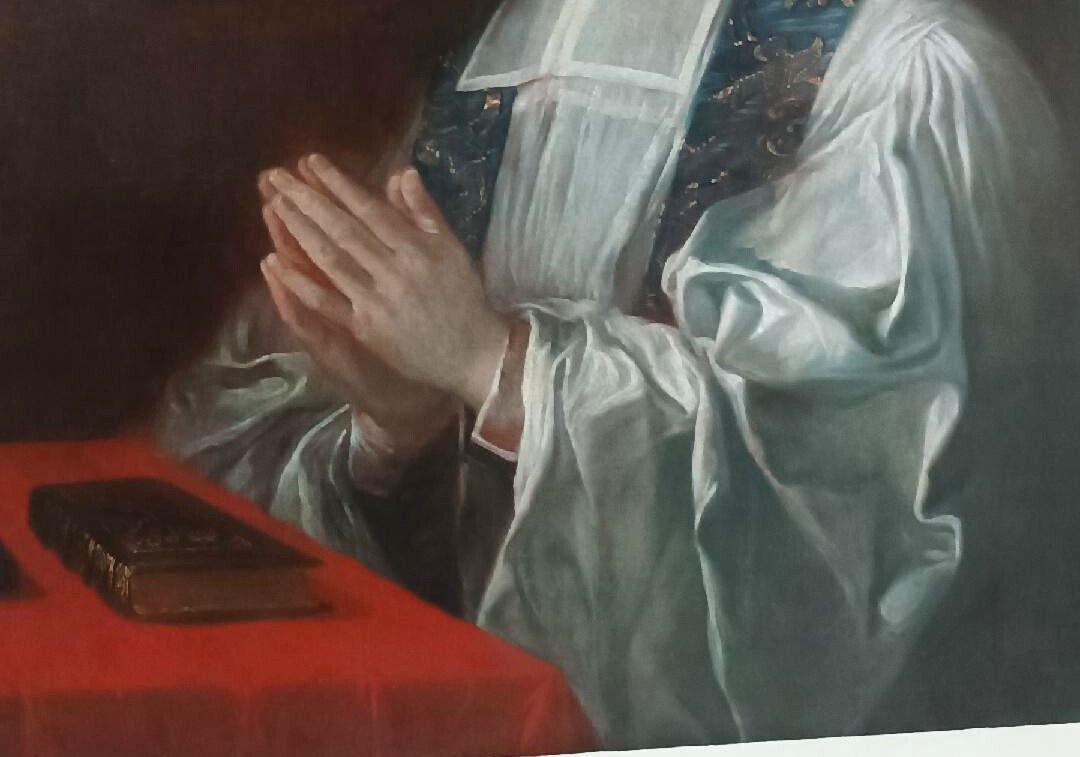 photo furniture Antique Painting On Canvas Depicting The Portrait Of A Prelate, French School, 18th Century