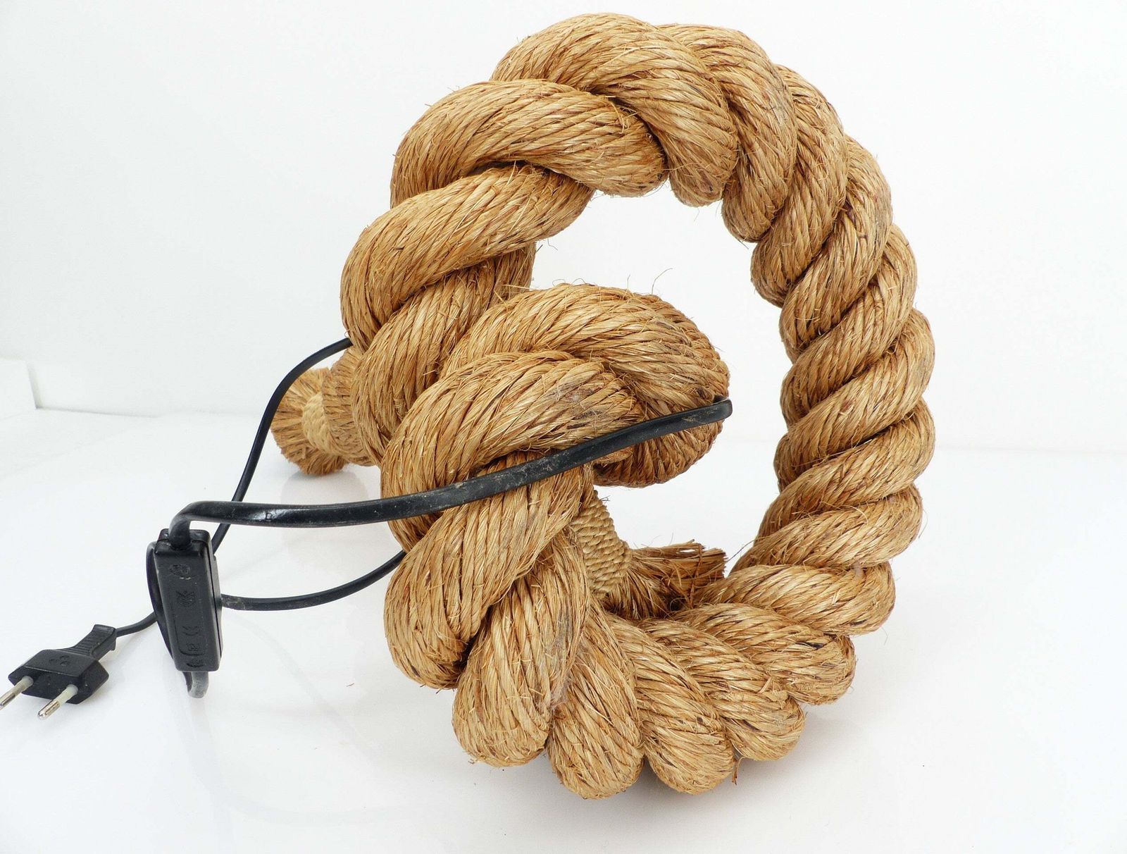 Rope Lamp, Work In The Style Of Audoux & Minet, Circa 1970 1980 photo vintage