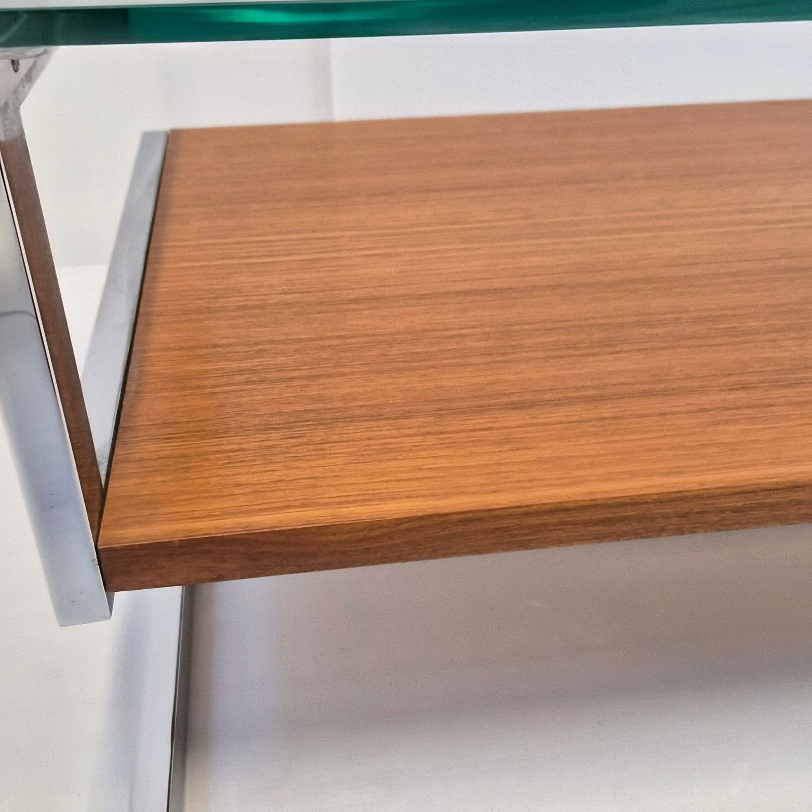 Table Basse Vintage 1960 En Acier Chrome Placage Teck Verre 60s Dlg Belgo Chrom photo Furniture