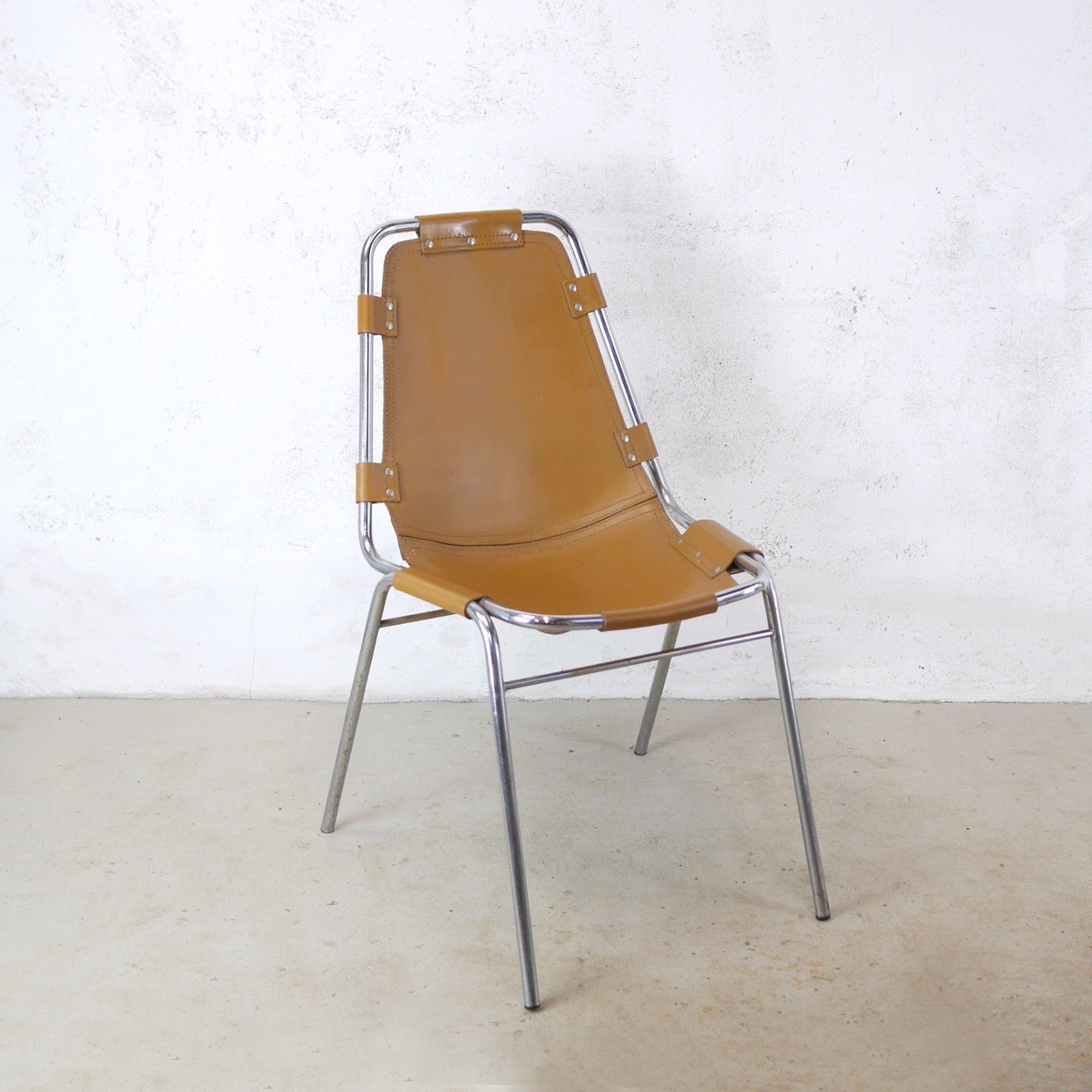 Set 4 Mid Century Vintage Charlotte Perriand Les Arches Leather Chairs #103058 photo for sale