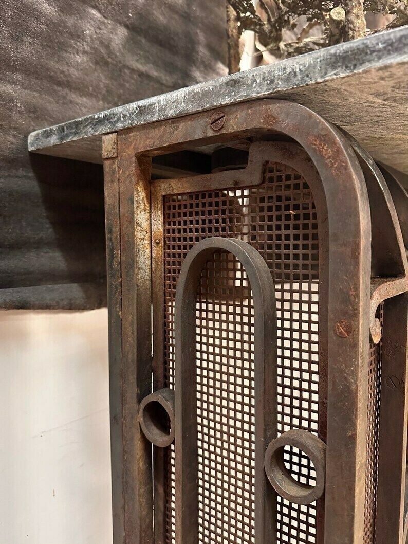 Antique Parisian Wrought Iron Radiator Cover / Console Table C.1920 photo vintage