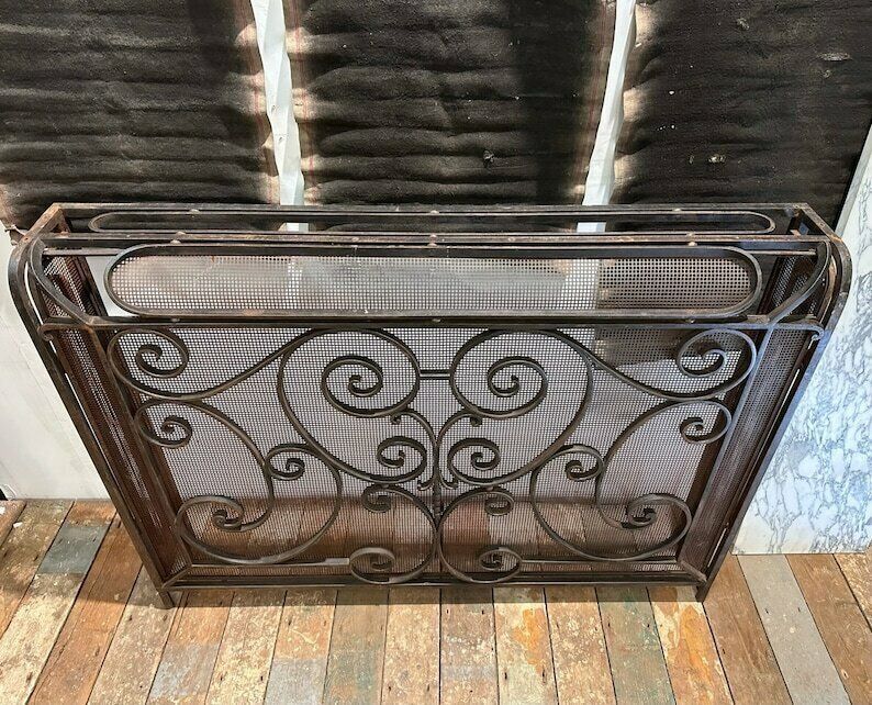 photo furniture Antique Parisian Wrought Iron Radiator Cover / Console Table C.1920