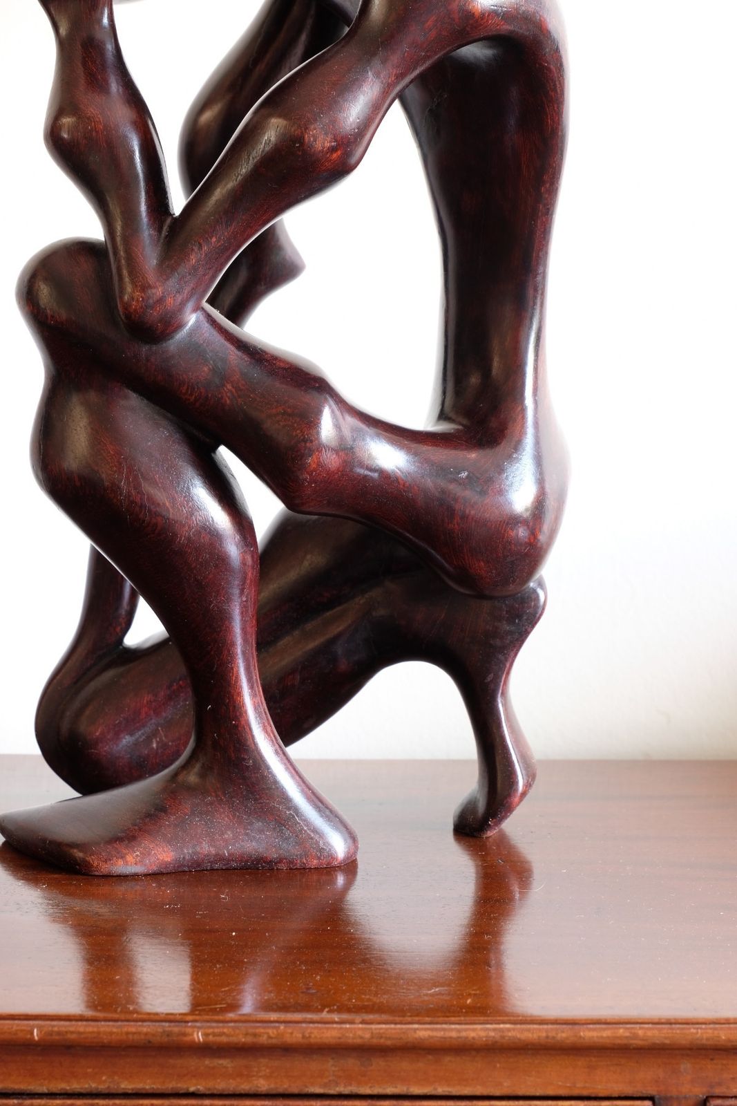 photo vintage African Abstract Mahogany Sculpture Inspired By Rodin And Henry Moore