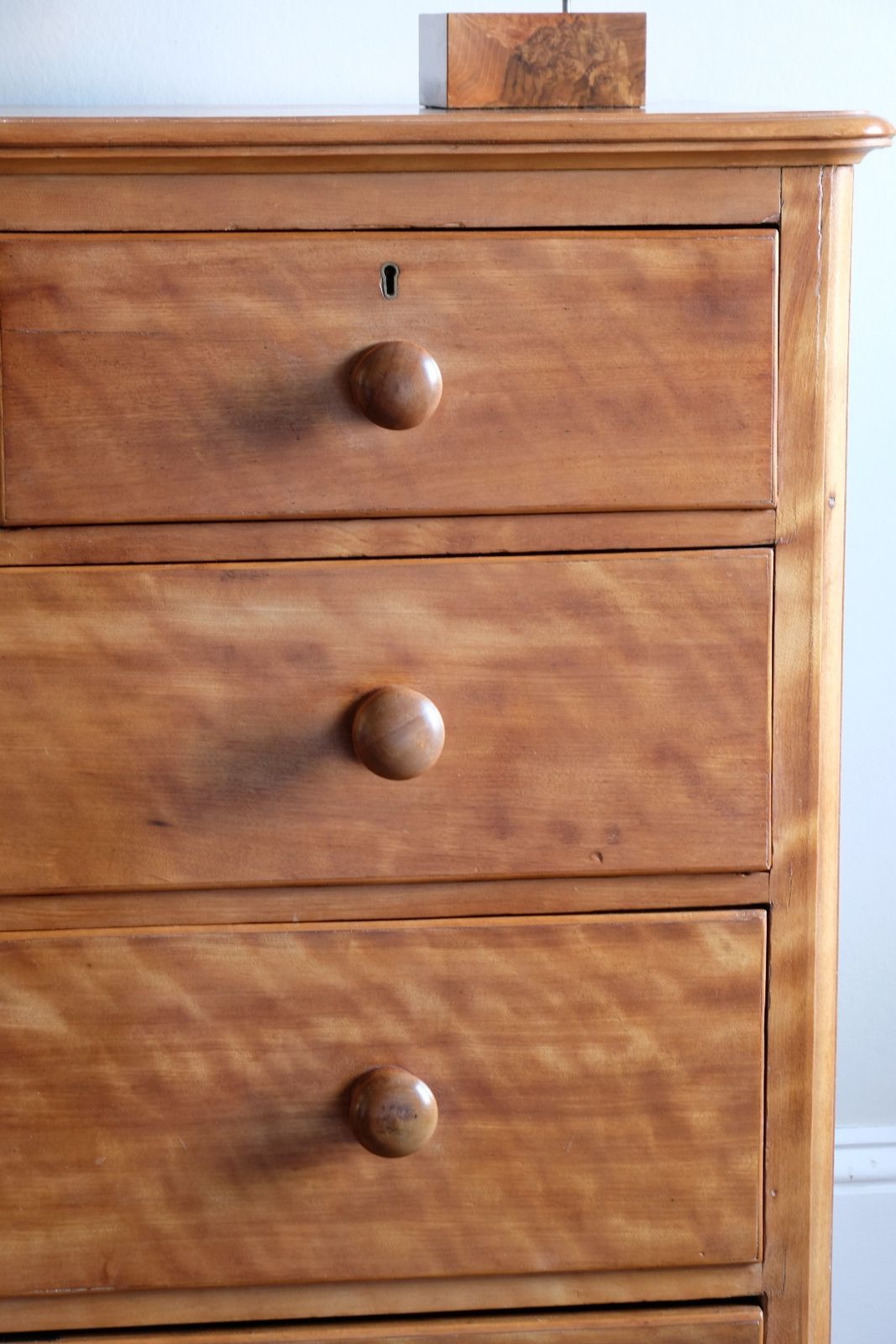 photo buy Victorian Scottish Satin Birch Chest Of Drawers With Plinth Drawer