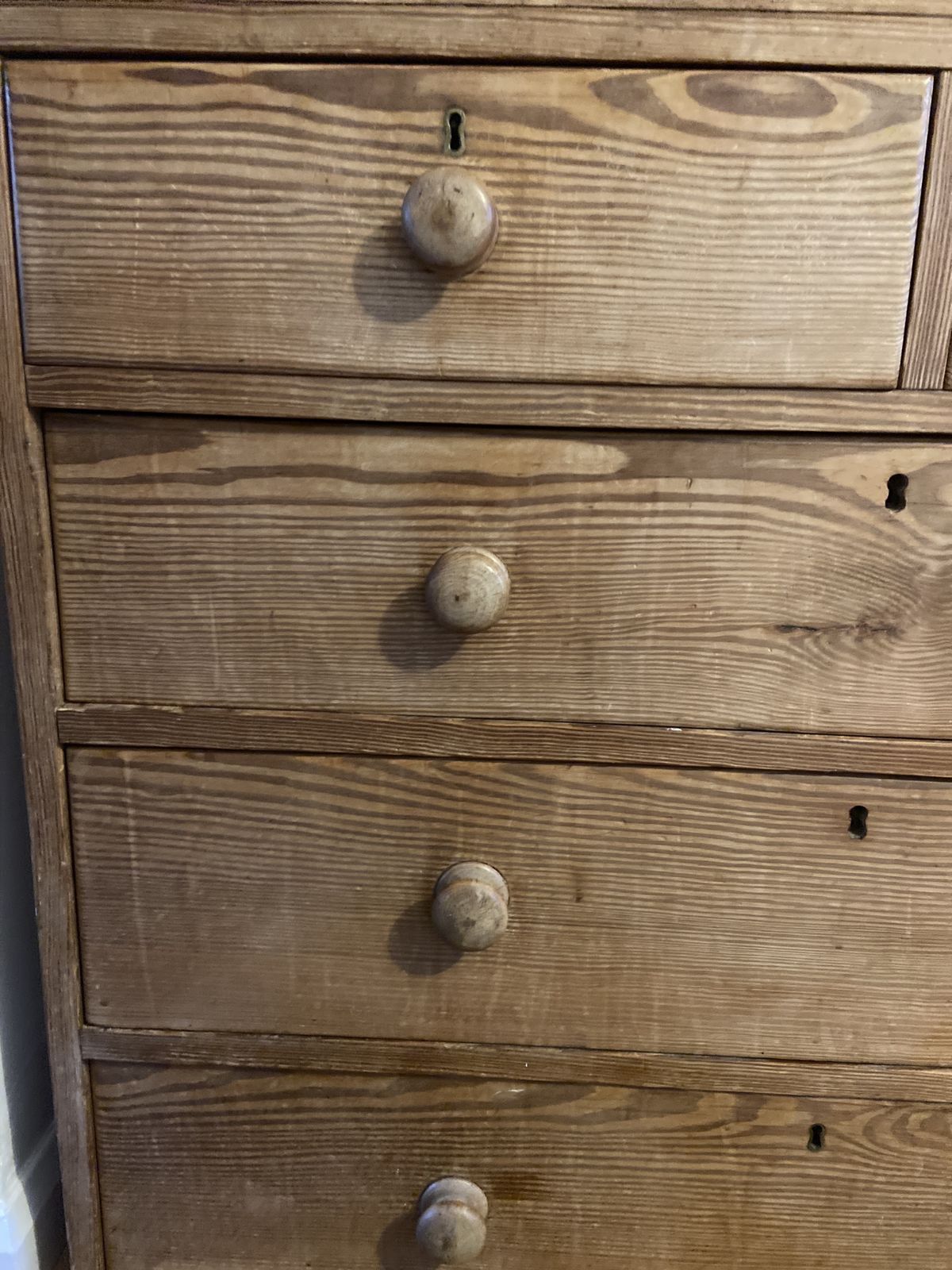 Large Vintage Wooden Pine Chest Of Draws ,3 Large Draws Two Small photo Furniture